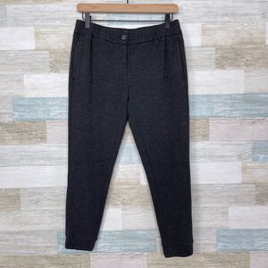 LOFT Melange Knit Ankle Joggers Gray Mid Rise Stretch Casual Womens 2P 2 Petite